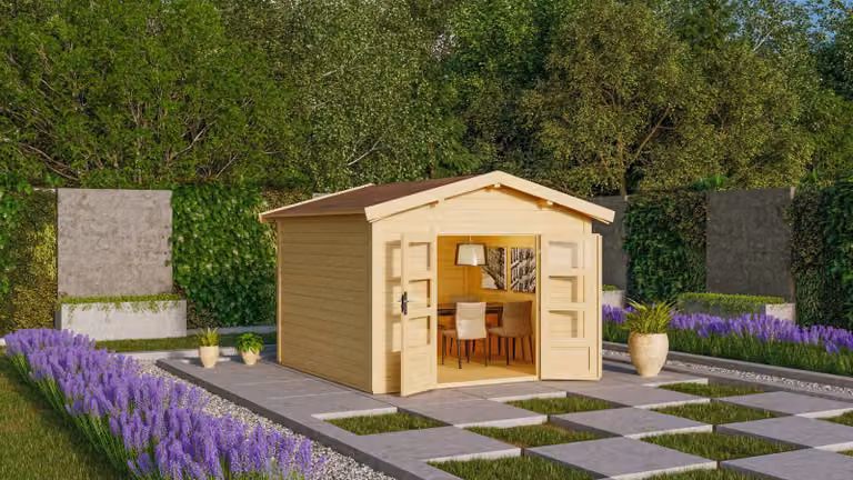 Casetta da giardino in legno Karibu "Theres 7" naturale 3 x 3 m (L x P) senza tetto apribile