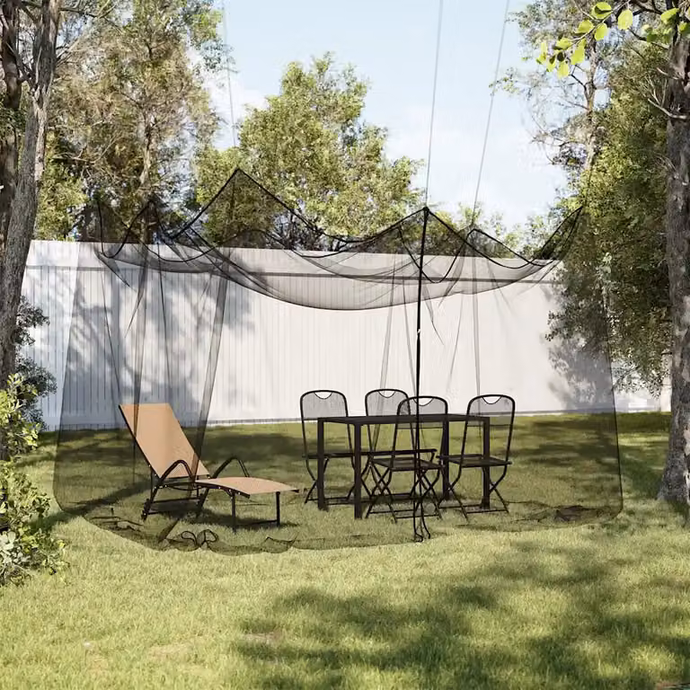 Rete per zanzare da giardino rettangolare vidaXL in poliestere nero e argento