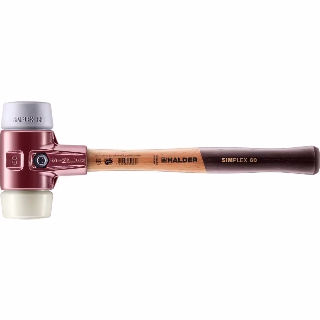 Mazza SIMPLEX soft-face con alloggiamento TE e manico in legno, Ø 60, TPE-mid / nylon