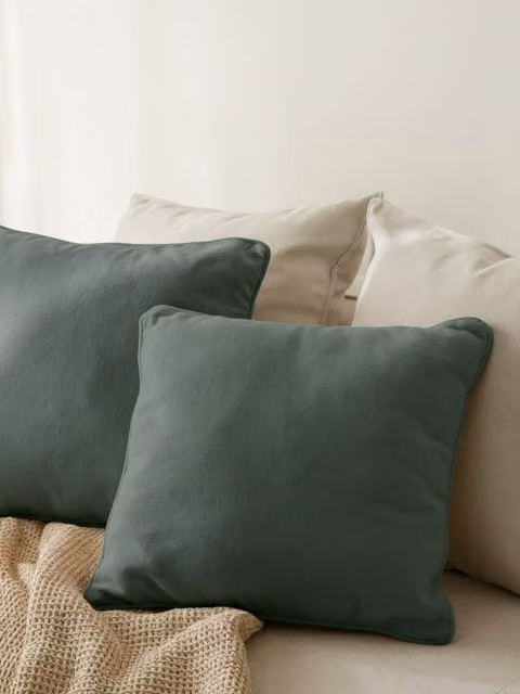 Set di 2 cuscini quadrati Bloq in cotone Kenay Home, colore dark mint, 45 x 45 cm