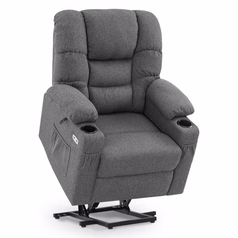 Poltrona reclinabile elettrica MCombo a 3 motori regolabili separatamente 7550DE (tessuto grigio)