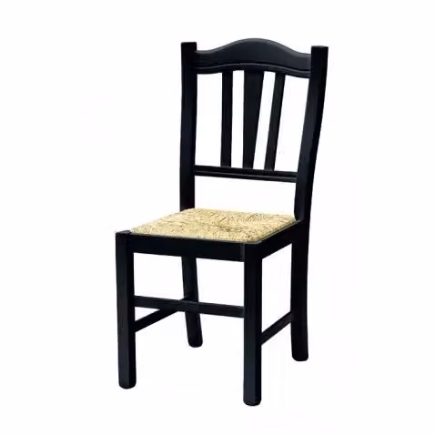 Set di 2 sedie country in legno di faggio nero con seduta in paglia di MOBILI 2G L/P/H: 43 x 48 x 95 cm – 2