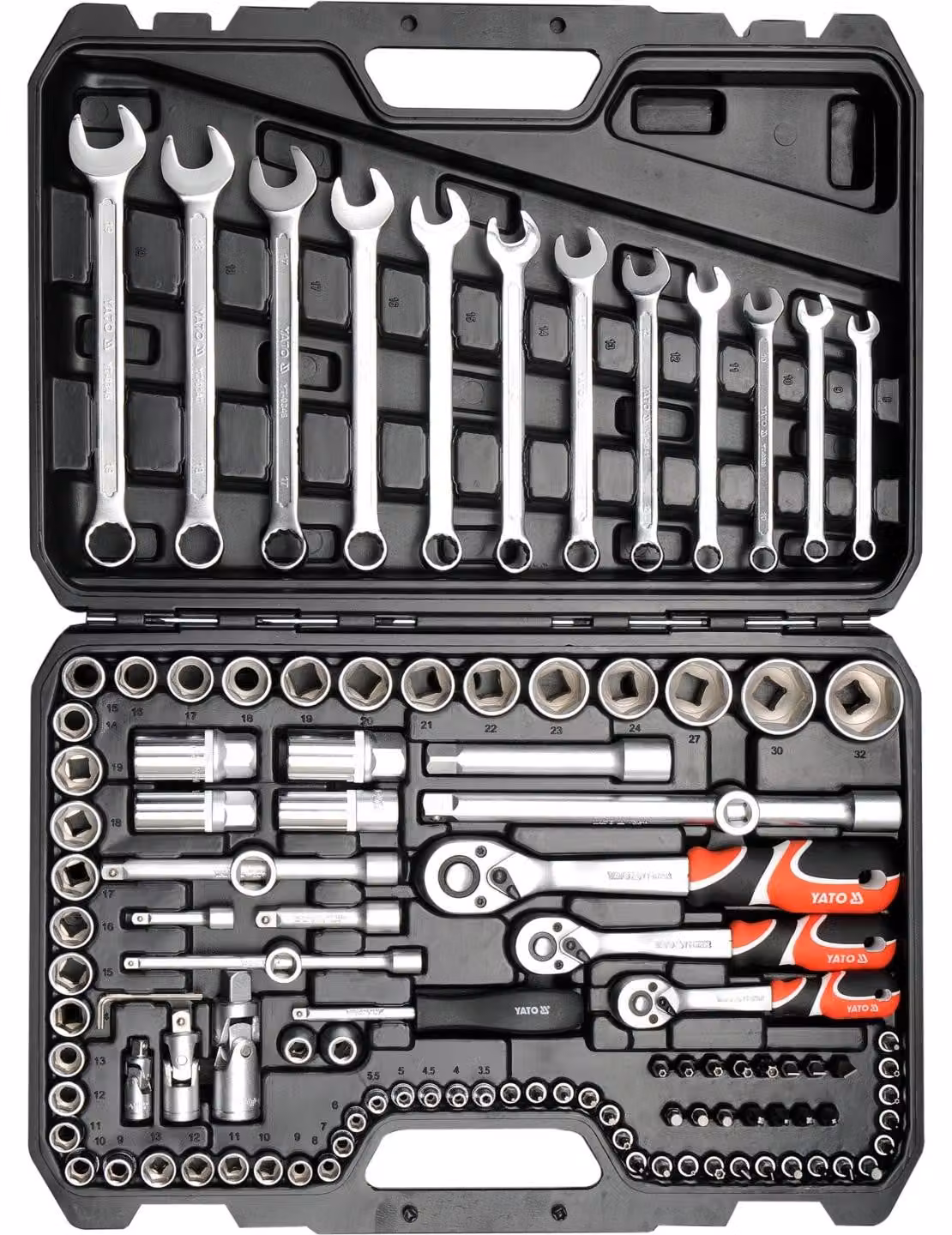 Set di utensili da 1/4", 3/8" e 1/2", 111 pezzi.