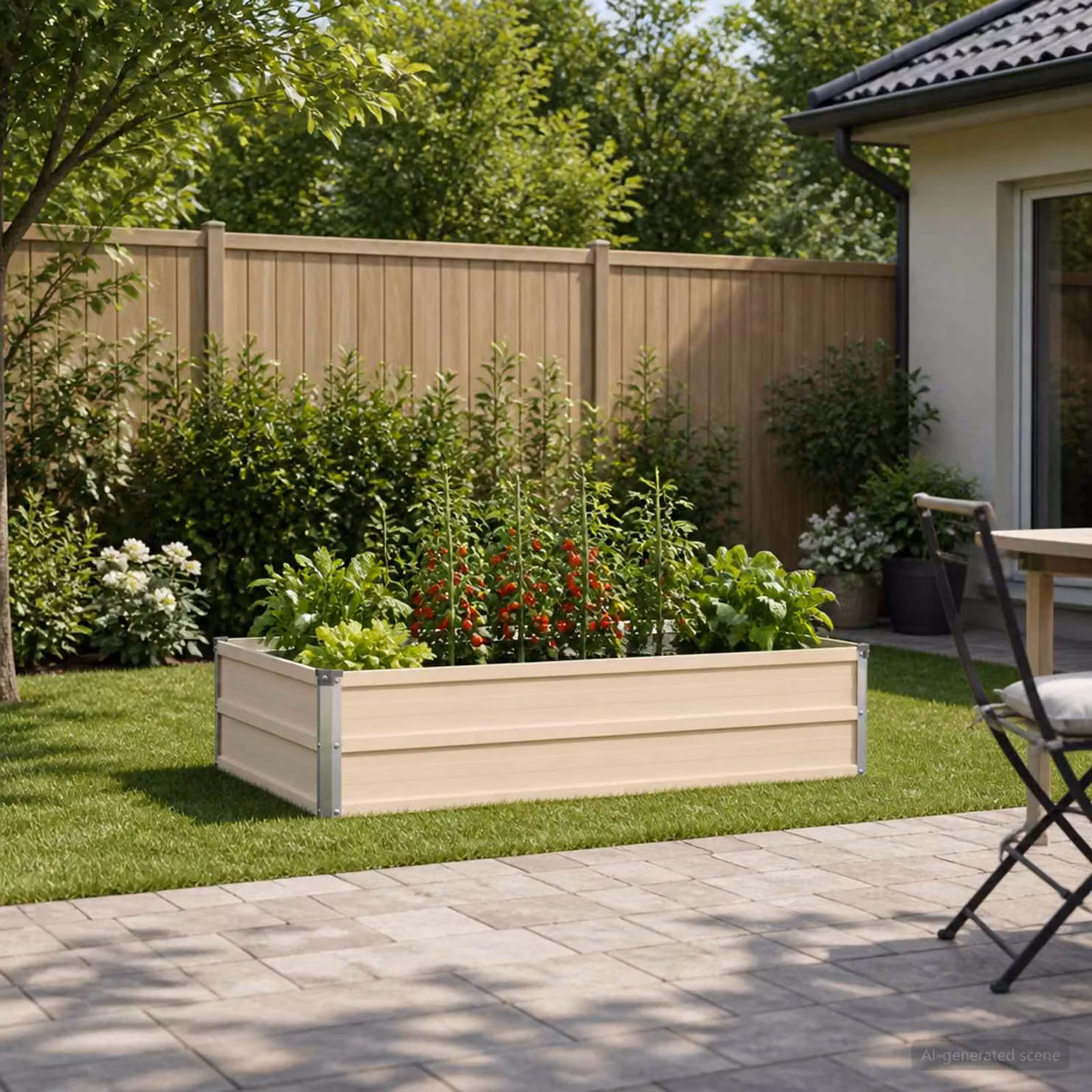 Letto rialzato da giardino vidaXL in metallo beige L: 100 cm, P: 80 cm, H: 24 cm
