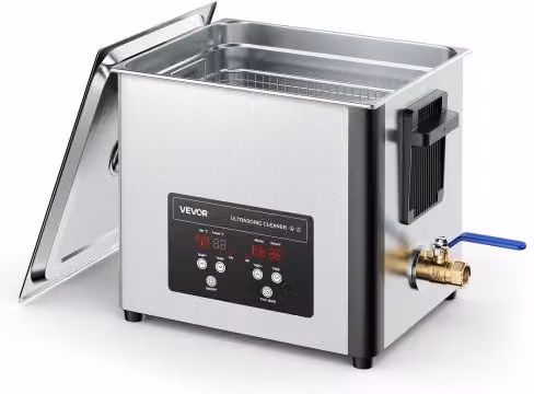 Pulitore a Ultrasuoni Professionale VEVOR in Acciaio Inox Argento, 10 L, 180 W, 40 kHz con Cestello e Schermo Digitale per Orologi, Rasoi e Gioielli