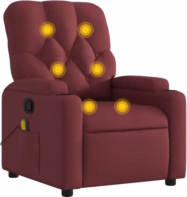 Poltrona Massaggiante | Sedia Relax Reclinabile Rosso Vino in Tessuto