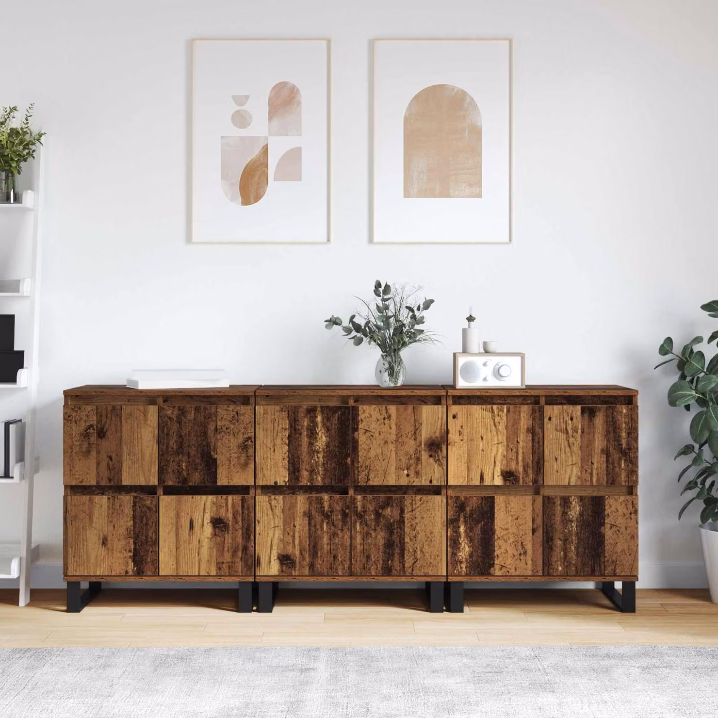 vidaXL Credenza in 3 pezzi in legno effetto vecchio marrone L: 60 cm, P: 35 cm, H: 70 cm – 1