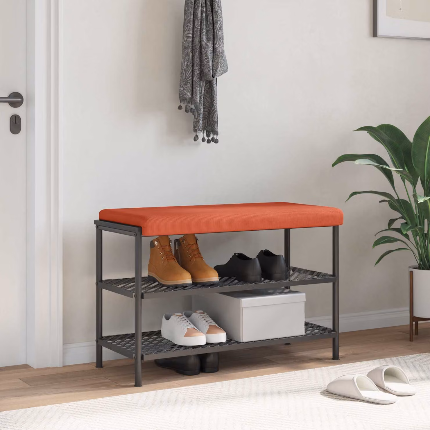 Cuscino per panchina vidaXL in corduroy Rosso Arancio con fondo antiscivolo, Profondità: 35 cm
