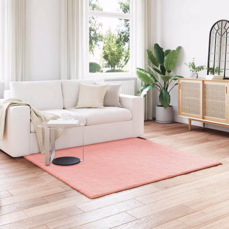 Tappeto antiscivolo vidaXL OLITE in ecopelliccia rosa, modello moderno e lavabile