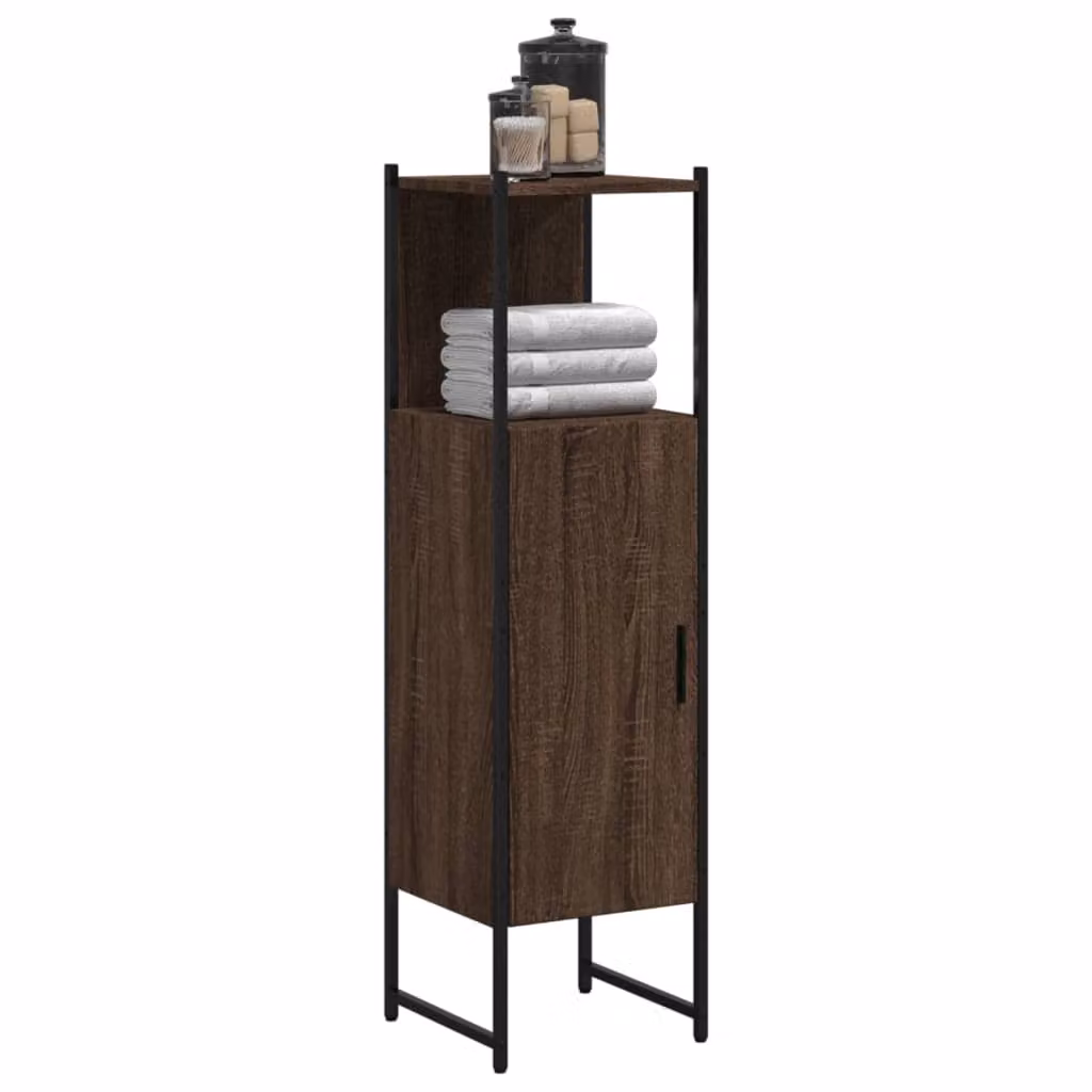 Mobile da bagno moderno vidaXL in legno rovere marrone con ante a cerniera e ripiani interni L/P/H: 33 x 33 x 120,5 cm