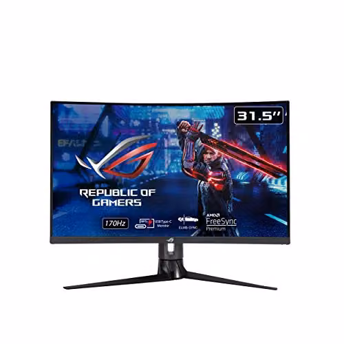 ASUS ROG Strix XG32VC Monitor Gaming Curvo – 31.5" WQHD (2560 x 1440), 170Hz*, 1ms MPRT, Extreme Low Motion Blur Sync, 125% sRGB, FreeSync Premium Pro, DisplayHDR™ 400, USB Type-C, KVM support