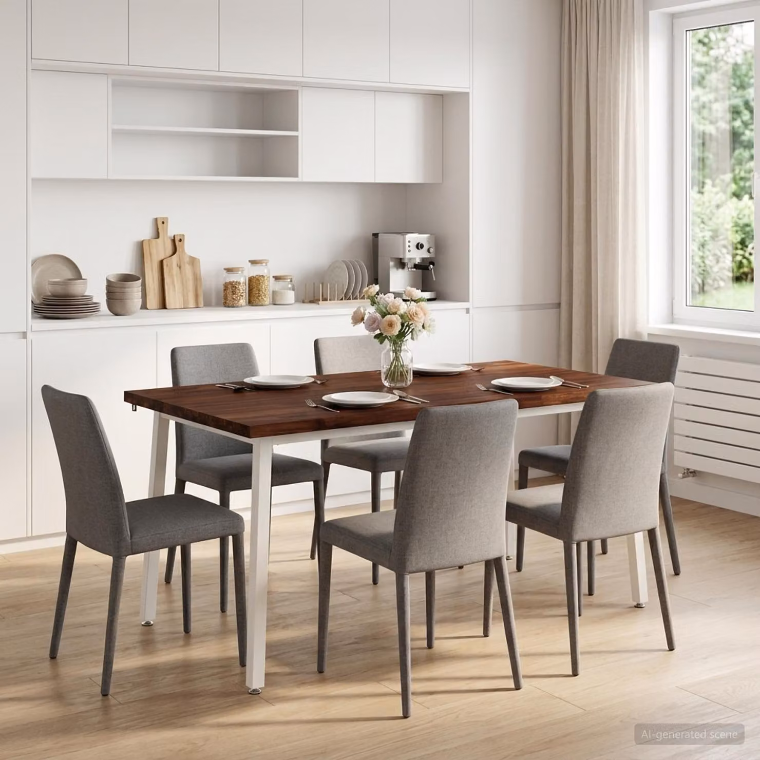 vidaXL Tavolo da pranzo moderno in legno di acacia con bordo vivo, L: 160 cm, P: 90 cm, H: 75 cm, Marrone e Bianco