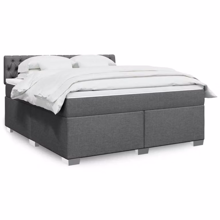 vidaXL Letto Ibrido con Materasso in Tessuto Grigio e Bianco L/P: 180 x 200 cm