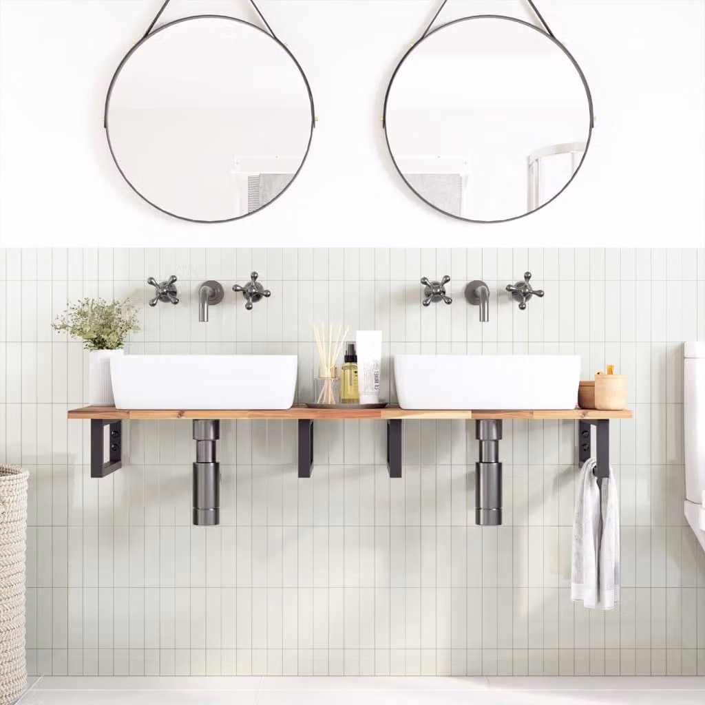 vidaXL Piano da Bagno Non Trattato 120x40x2cm Legno Massello di Acacia