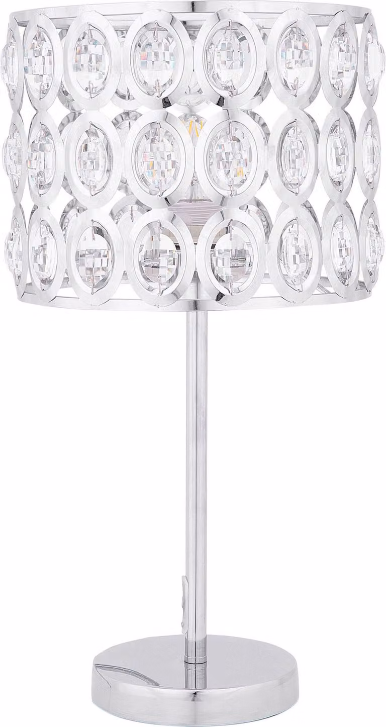 BELIANI Lampada da tavolo in metallo argentato 53 cm paralume con cristalli di vetro acrilico Cavo con interruttore Stile moderno e affascinante
