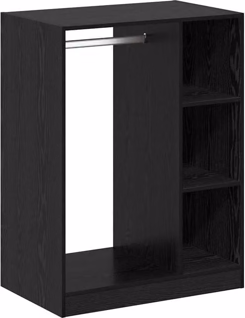 Armadio moderno HELLOSHOP26 in legno composito rovere nero con ripiani e appendiabiti L: 77 cm, P: 48 cm, H: 102 cm – 1