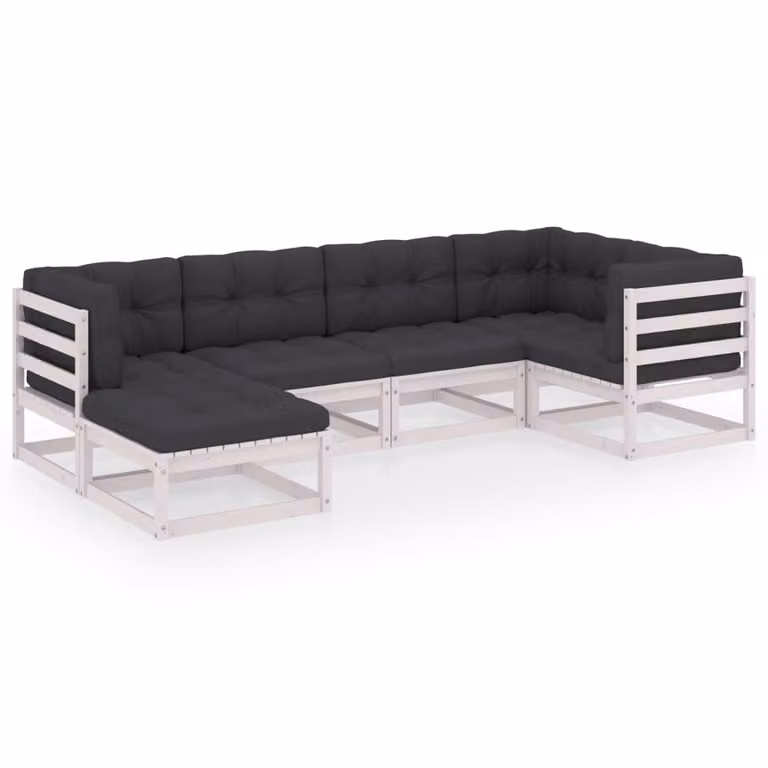 Set Divani Giardino 6 pz con Cuscini in Legno Massello di Pino
