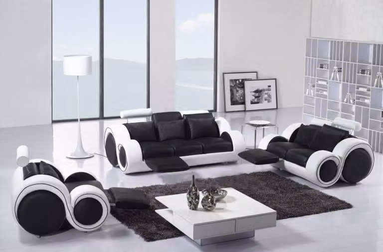 Designer Sofagarnitur 3+1+1 Sitzer Sofa Couch Leder Garnitur Polster Set Modern