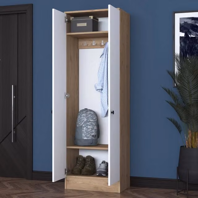Tursi, Mobile da Ingresso 2 Ripiani, 60x38x183h cm Bianco