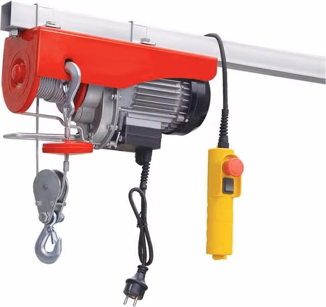 Elettrocarrucola SIDEX SX400-18 in acciaio rosso con motore da 750 W e portata 200/400 kg