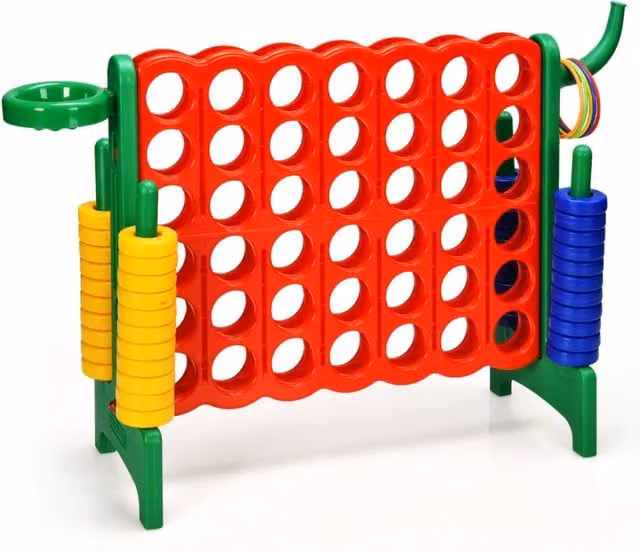 Gioco di lancio Forza 4 gigante con canestro per bambini e adulti, Verde e Multicolore, L 84 cm x P 33 cm x H 79 cm