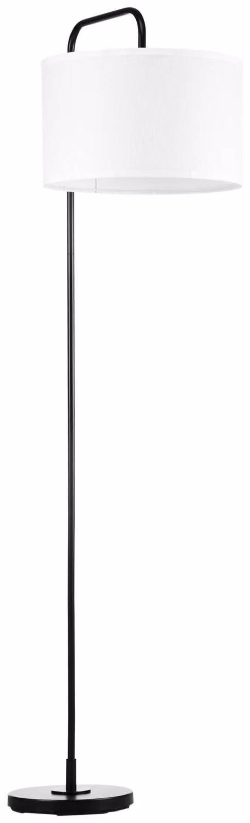 Lampada da terra Moonbite, altezza 163,5 cm, lampada ad arco con paralume in tessuto bianco, base in acciaio nero e interruttore a pedale, attacco E27 fino a 40 W, cavo di 180 cm, acciaio, bianco