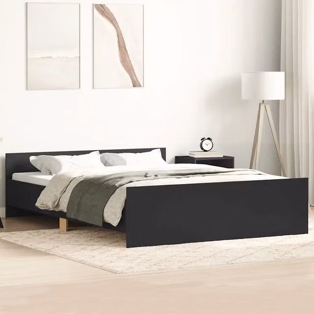 Giroletto vidaXL con testiera e pediera in tessuto nero L/P: 120 x 200 cm