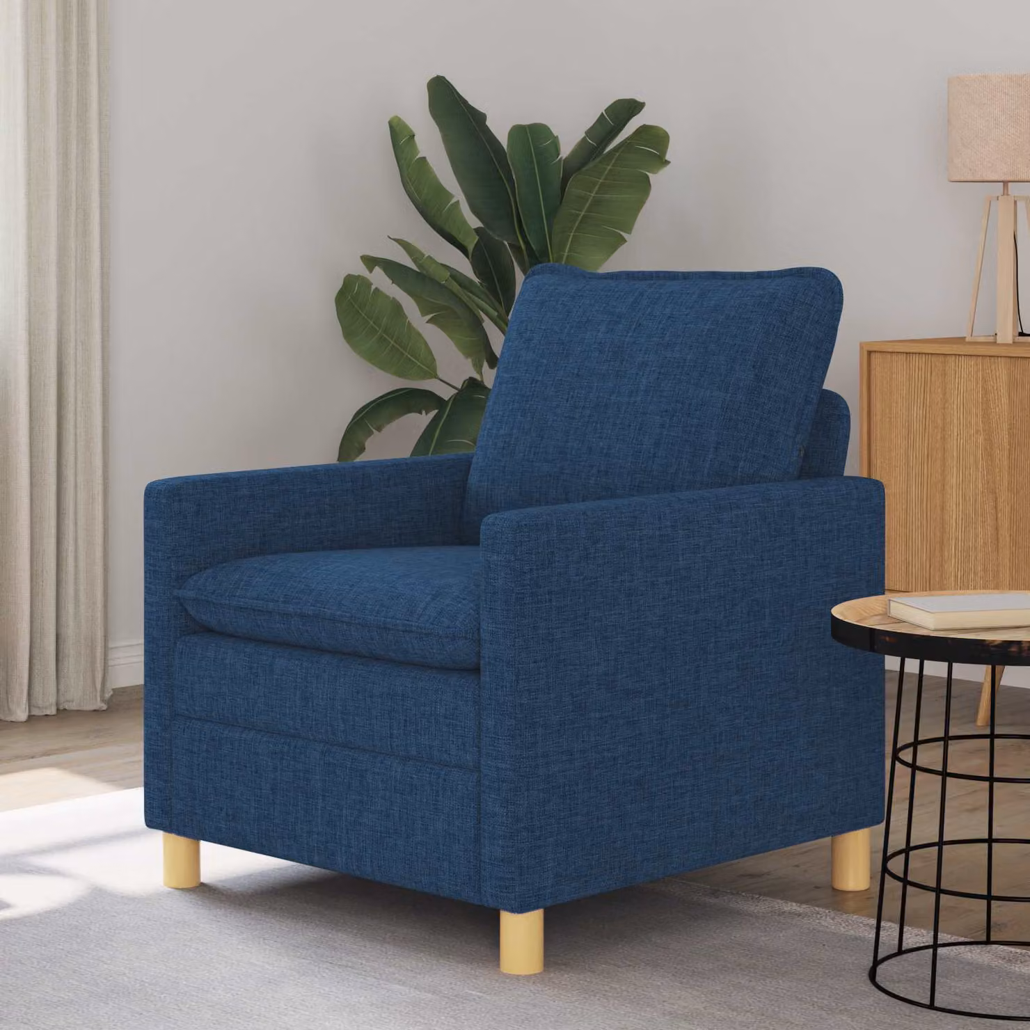 Divano blu in tessuto vidaXL per soggiorno e ufficio L: 76 cm, P: 81 cm, H: 87,5 cm