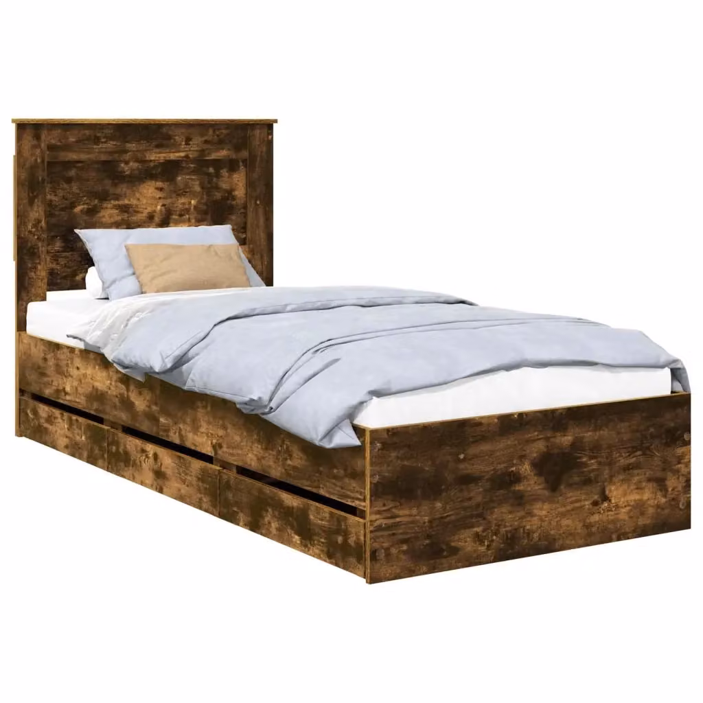 Struttura del letto con cassetto vidaXL in rovere fumé marrone 80 x 190 cm – 2