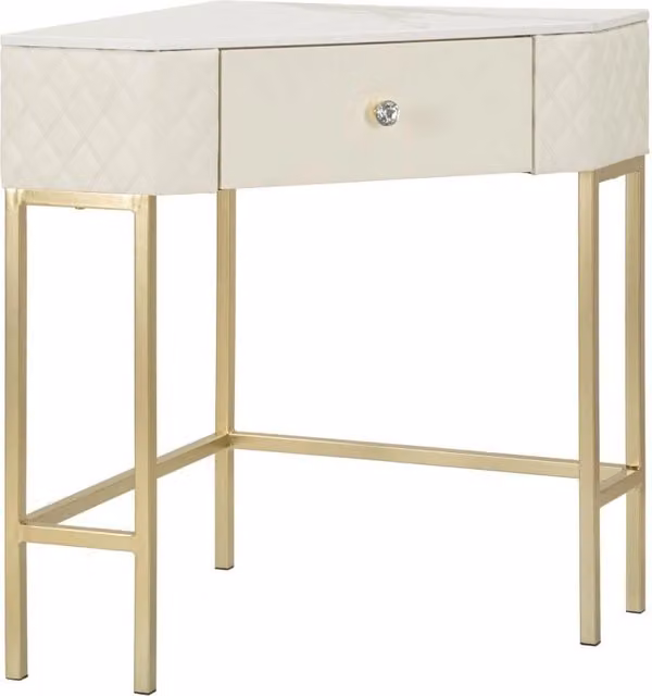 Console angolare Sharon Charme1921 bianco e oro L/P/H: 84,5 x 60 x 77 cm