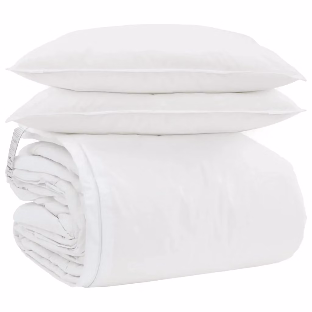 Set di 3 piumoni e cuscini vidaXL in piuma d'anatra, bianco, L 240 x P 220 cm – 2