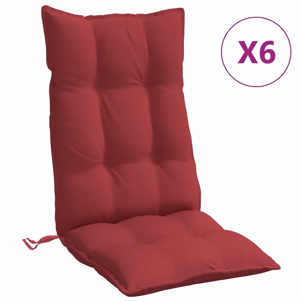 Set di 6 cuscini per sedia con schienale alto vidaXL in tessuto Oxford rosso, impermeabili e traspiranti – 2