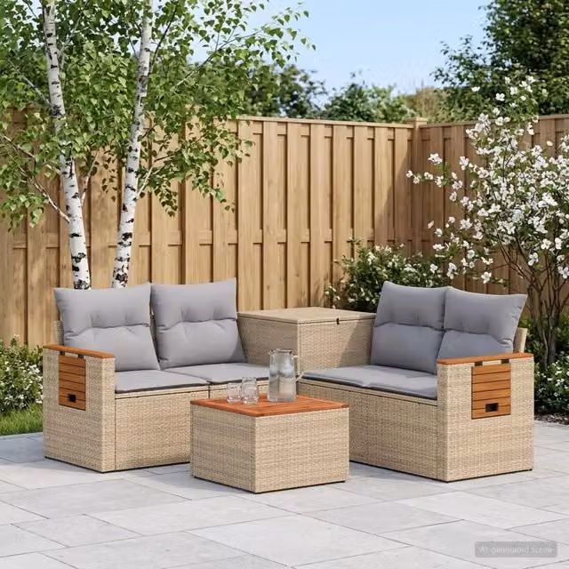 Set di divani 6 pz Beige e Grigio Chiaro 55 x 55 x 37 cm 3447677