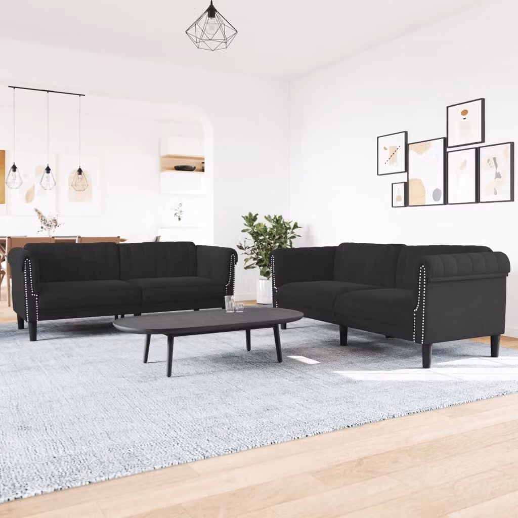 Maison Exclusive - Set divano a 2 posti in velluto nero