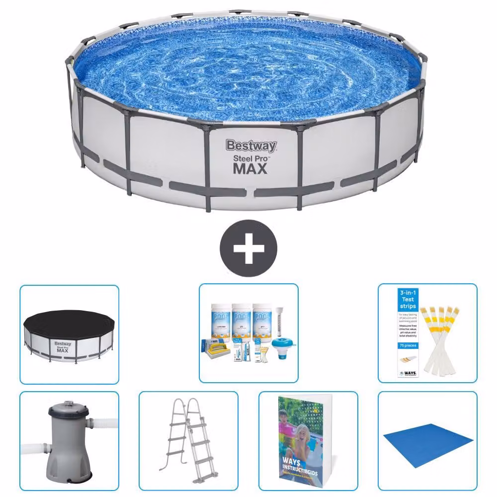 Bestway Steel Pro MAX, piscina in acciaio, forma rotonda - 457x122 cm - composta da 6 parti, modello S599