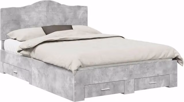 Letto matrimoniale | Letto per adulti | Struttura del letto con testiera Grigio cemento 160 x 200 cm