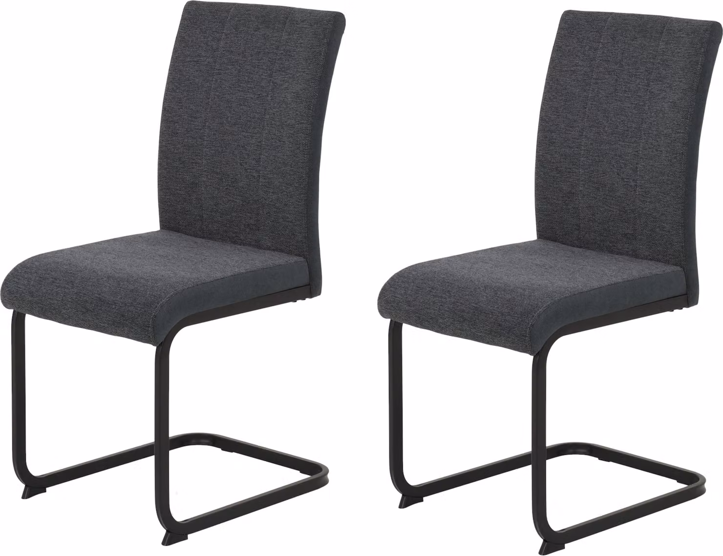 Hela Tische, set di 2 sedie a sbalzo, sedia da pranzo LINN - rivestimento in tessuto antracite - schienale ergonomico - struttura quadrata in metallo -140 kg di portata