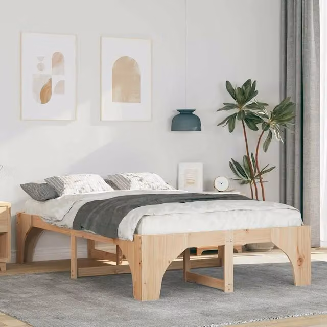 Struttura letto con giroletto in pino massello marrone L 120 cm x P 200 cm