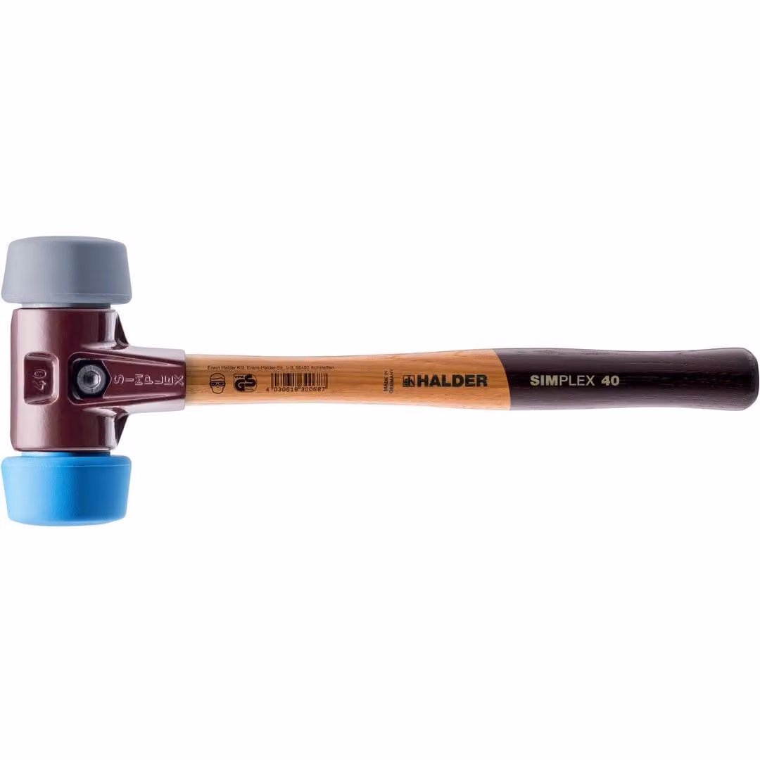 Mazza SIMPLEX soft-face, 50:40, TPE-soft / TPE-mid; con corpo in ghisa malleabile e impugnatura in legno di alta qualità | D=50 mm | 3013.051