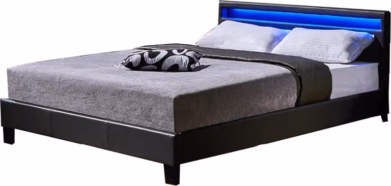 Home Deluxe - Letto LED ASTRO - grigio scuro, 180 x 200 cm - incl. materasso e rete a doghe I Letto imbottito Letto di design incl. illuminazione