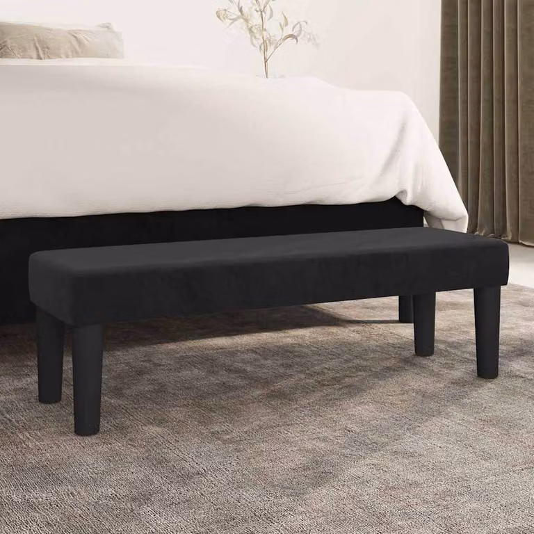 Panca moderna vidaXL in velluto nero L: 100 cm, P: 30 cm, H: 30 cm