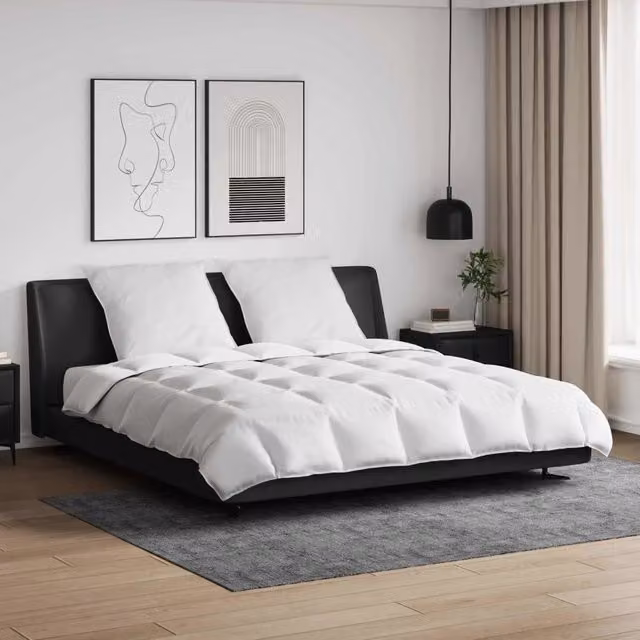 Set di 3 pezzi composto da piumone e cuscini vidaXL in bianco, imbottitura in piuma, traspirante e anallergico, L: 240 cm x P: 220 cm