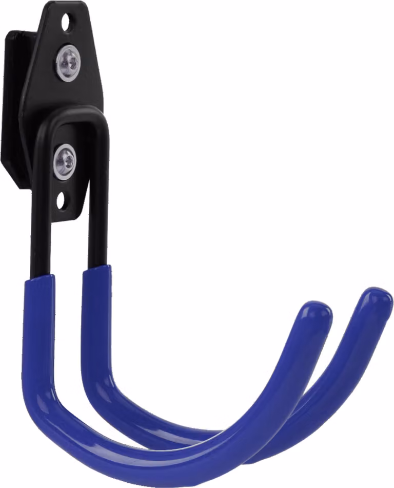 Gancio portautensili di BOTLE per sistema di valigette Qbrick per utensili, a forma di U 11 cm, stabile con rivestimento in PVC, per garage, capanni, officine, gancio per seghe a mano e seghe da giardino, gancio doppio, portata fino a 30 kg, blu