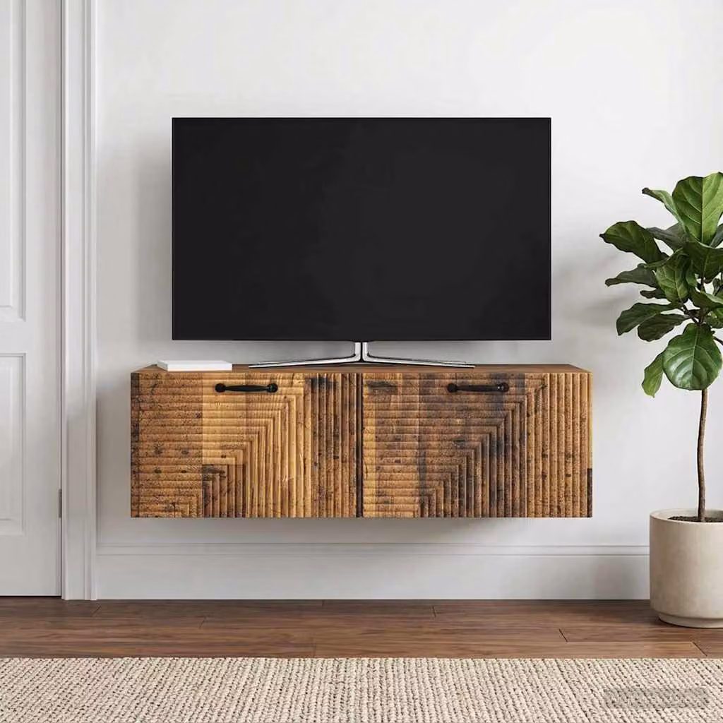 vidaXL Mobile Porta TV da Muro in Legno Antico Marrone L: 98 cm, P: 41 cm, H: 30 cm