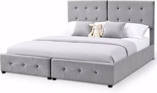 Letto matrimoniale 180x200 cm con contenitore idraulico trasformabile in 2 letti; grigio
