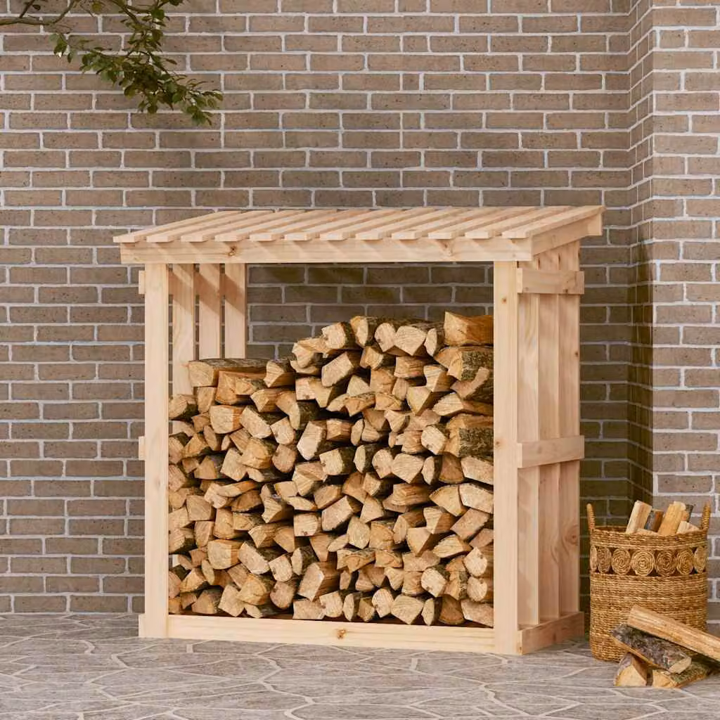 vidaXL Portalegna in Legno Massello di Pino, Marrone, L: 108 cm, P: 64,5 cm, H: 109 cm