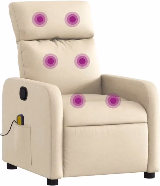 Poltrona Massaggiante | Sedia Relax Reclinabile Crema in Tessuto