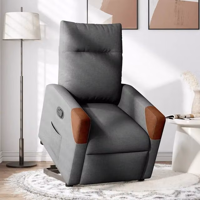 Poltrona | Sedia Relax Alzapersona Reclinabile Grigio Scuro in Tessuto