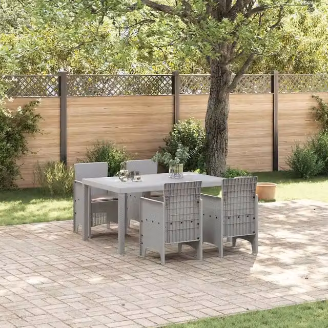 Set da Pranzo per Giardino 5 pz Grigio chiaro Rattan Polt 3378708