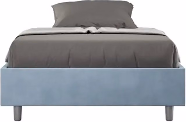 Letto singolo contenitore imbottito 100x210 microfibra azzurro Azelia